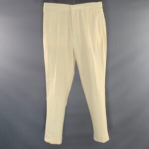 OFFICINE GENERALE Size 32 Cream Stripe Cotton Drawstring Casual Pants
